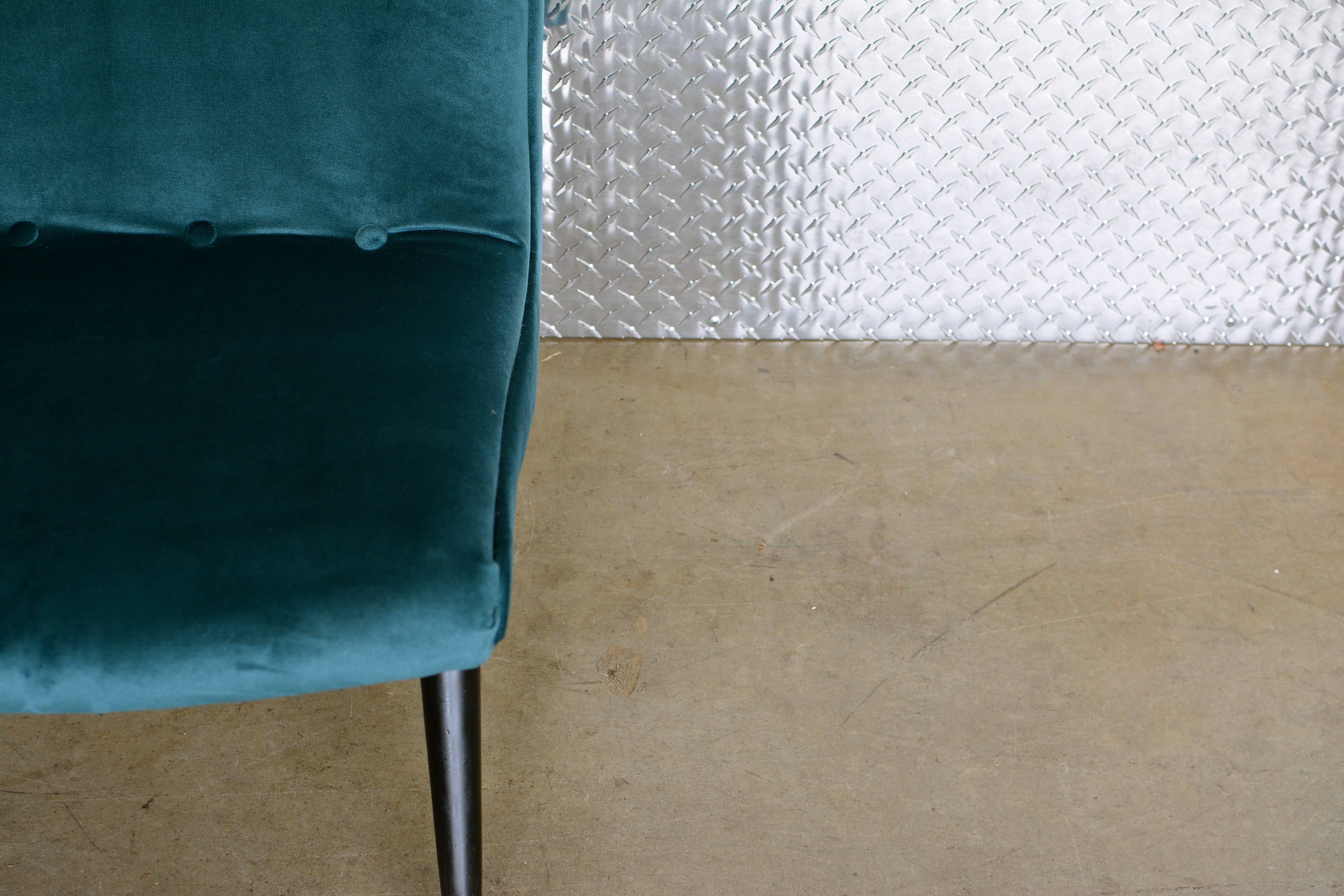 Velvet Milo Baughman Exceptional Scoop Lounge Chairs, Pair