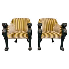 Baker Furniture Stately Homes Collection Egyptian Regency Tub Chairs, Pair