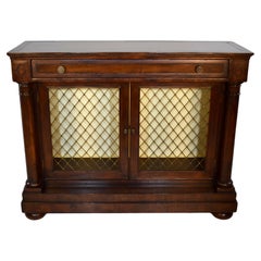 John- Richard English Regency Brass Grill Two Door Bookcase Cabinet