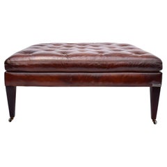 Pouf da cocktail in pelle di Ralph Lauren con rotelle in ottone