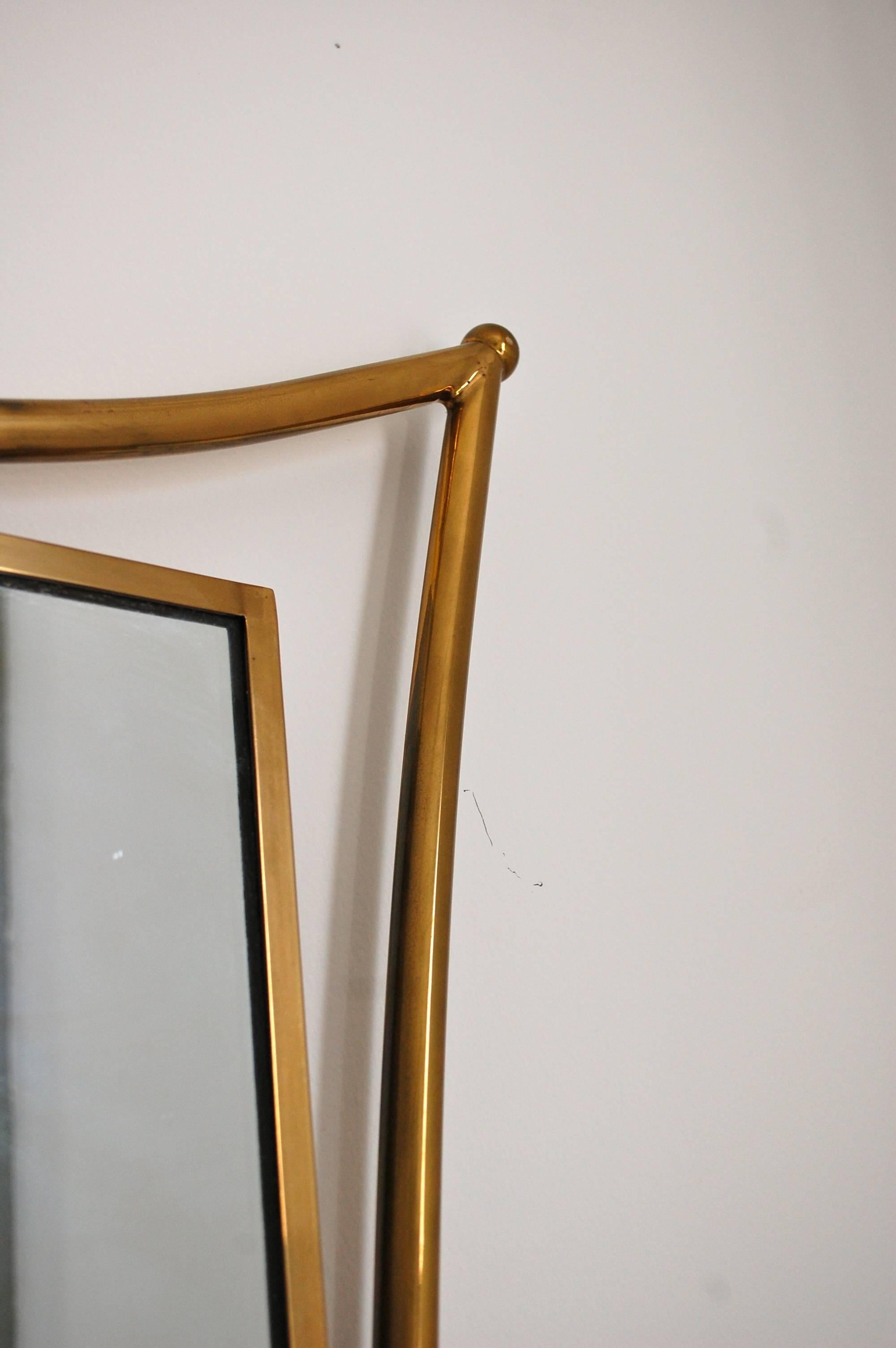 Extraordinary Italian Brass Wall Mirror, 1950s In Excellent Condition In Southampton, NJ