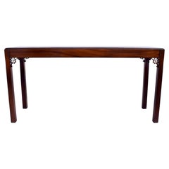 English Chippendale Console Table, Mahogany, Fret Work Design, 1980s