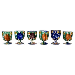 Vintage Alfareria Jimenez Zaragoza # 402 Oaxaca, Mexico Folk Art Pottery Goblets
