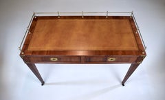 French Regency Leather Top Desk with Campaign Styling and Brass Gallery