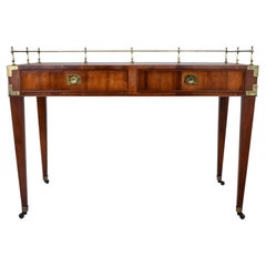 French Regency Leather Top Desk with Campaign Styling and Brass Gallery