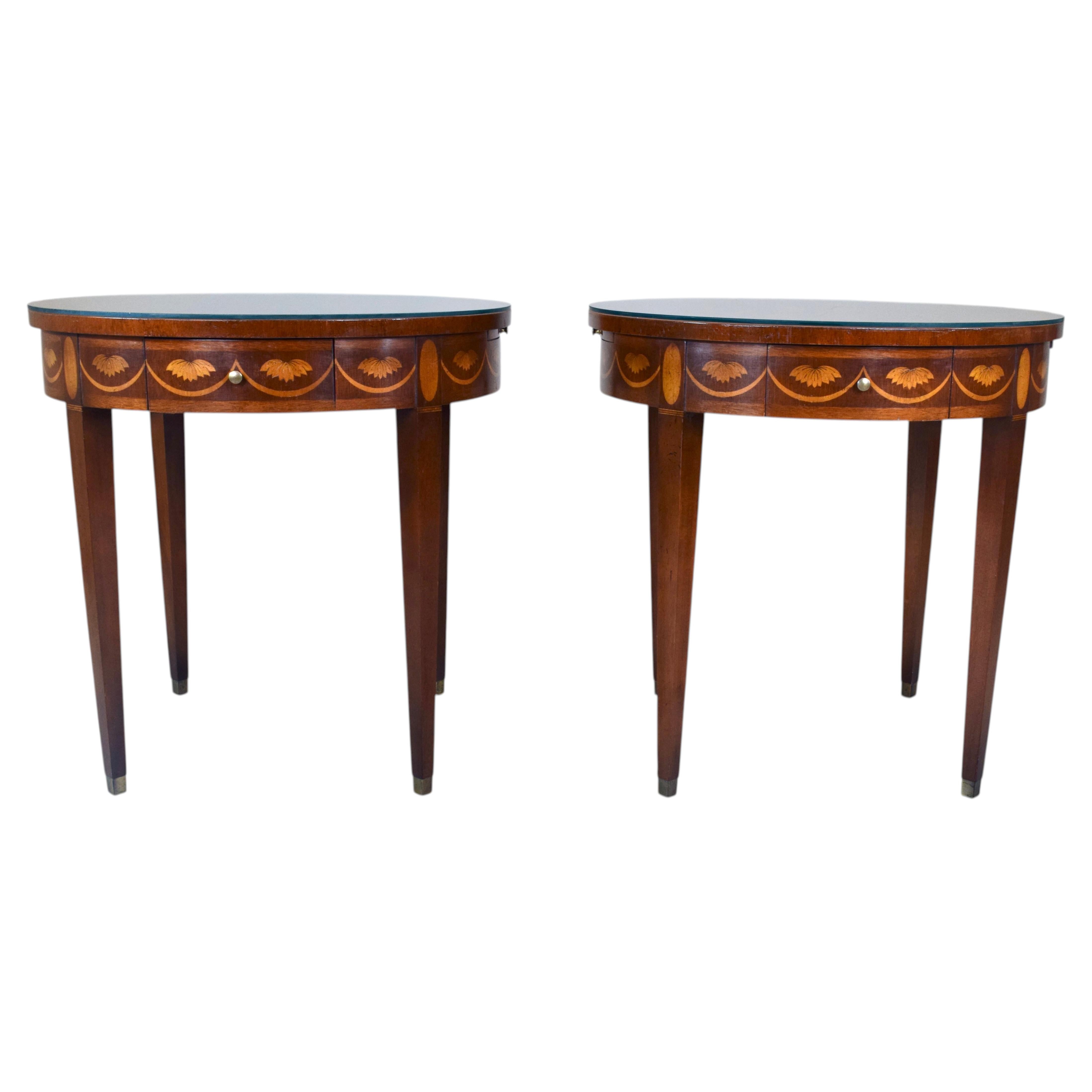 Baker Furniture Federal Style Mahogany Occasional Tables with Inlay