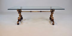 1960's Gold Gilt Iron and Glass Spanish Hollywood Regency Coffee Table