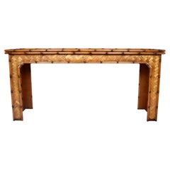Vintage Basket Weave Woven Reed Rattan Console Table