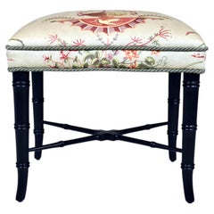 Ottomane im Bambus-Look – Bank-Hocker mit neuem Blumenmuster-Bezug