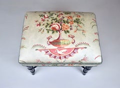 Faux Bamboo Ottoman Bench Stool New Floral Upholstery