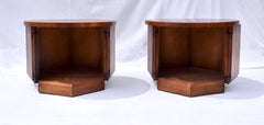1960s Mid-Century Modern Hexagonal Walnut End Tables by Lane Furniture