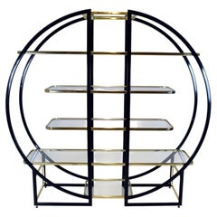 Große runde Etegere-Vitrine im Hollywood-Regency-Stil nach Milo Baughman
