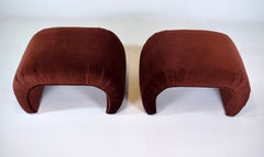 Directional Waterfall Ottoman Set, Auburn Velvet, Art Deco, USA, 1980s