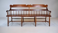 American Half Spindle Back Mid 19th C. Pine, Poplar Bench