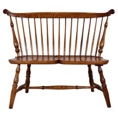 20th Century American Comb Back Windsor Settee Bench