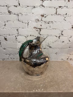 1980s Emilia Castillo Silver-Plated Pitcher with Malachite Lizard, Mexico