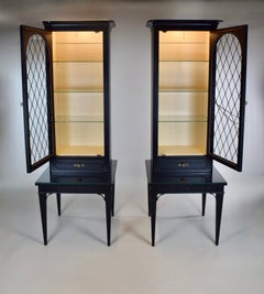 Bibliothèques-vitrines françaises de style Louis XVI en ébène, Baker Furniture, années 1960