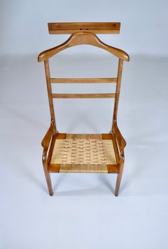 Fauteuil « Valet » de style moderne danois, signé Armcrest, en acajou avec assise en corde, années 1960