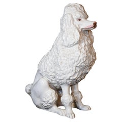 Escultura de un caniche de cerámica de taller italiana de los años 60, estilo Hollywood Regency