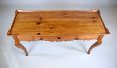 Vintage French Country Pine Writing Desk with Glass Top, 1990s, USA