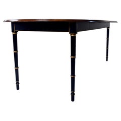 Baker Furniture Faux Bamboo Extendable Dining Table Black Lacquer, Gold Accents
