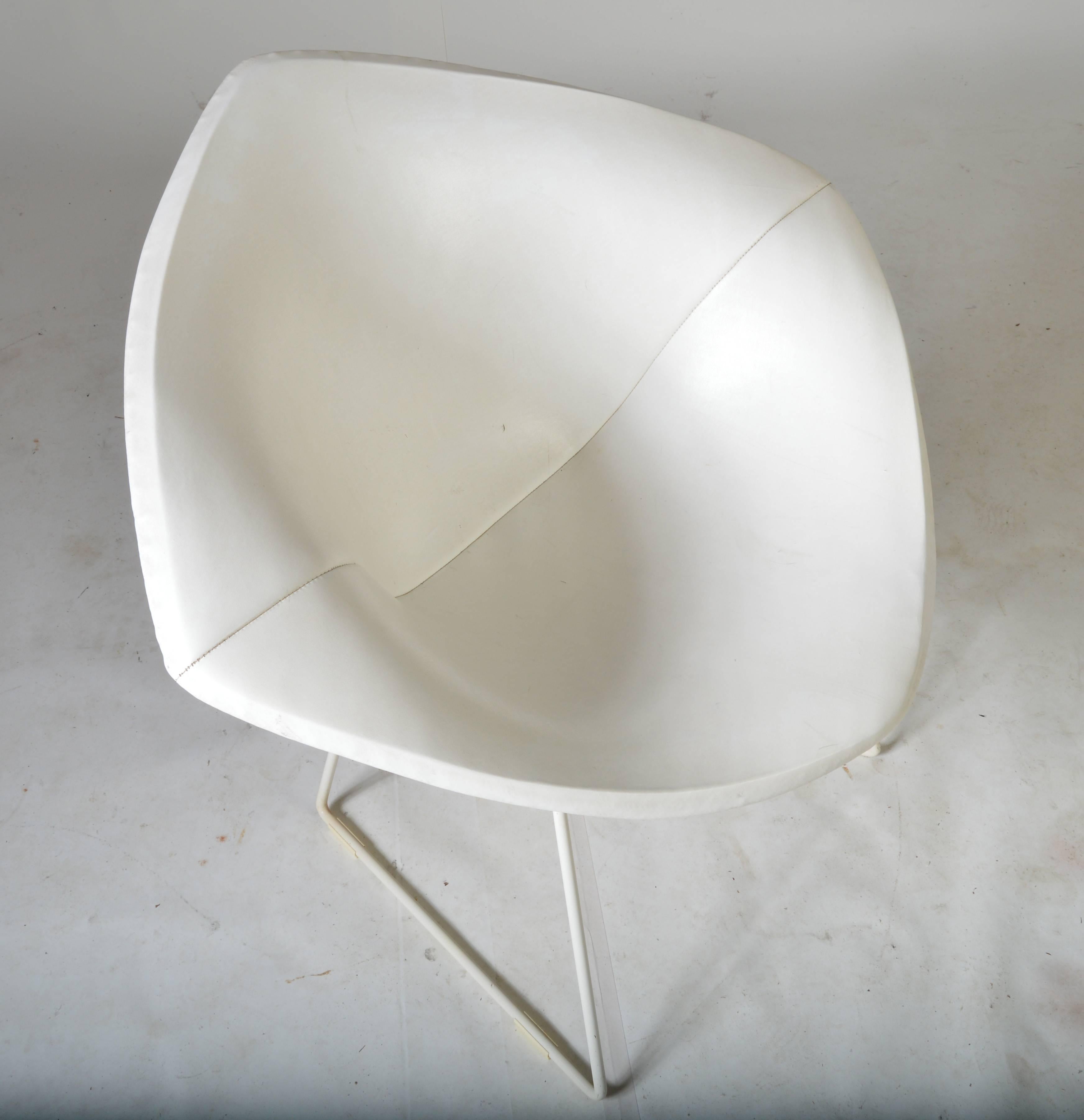 Mid-Century Modern Early Harry Bertoia for Knoll Diamond Chair in Rare White with White Leather