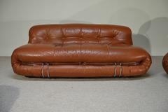 Afra & Tobia Scarpa Distressed Leather Soriana Sofa, Chaise and Ottoman Set