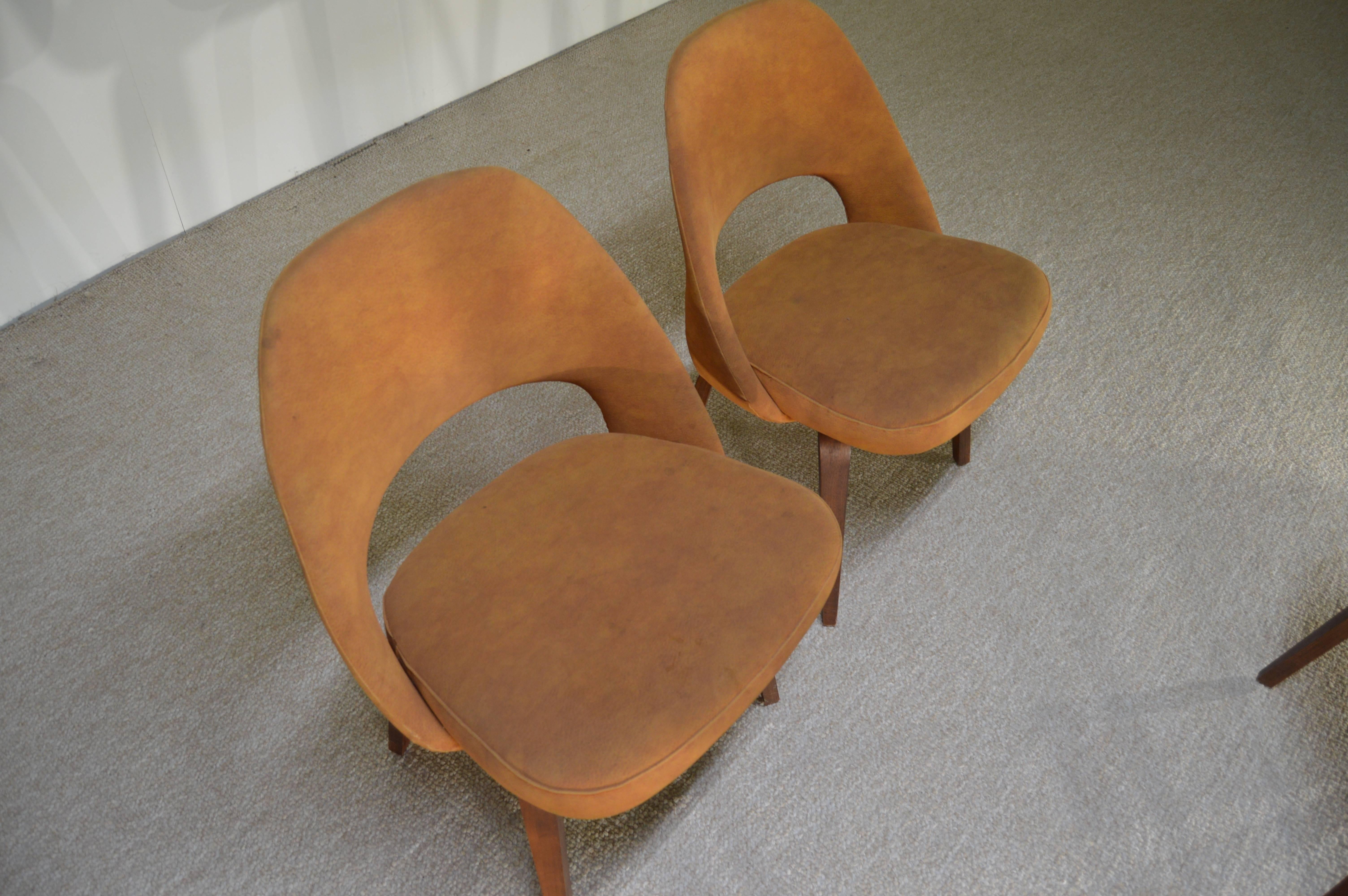 Mid-Century Modern Four Eero Saarinen for Knoll Bentwood Side Chairs