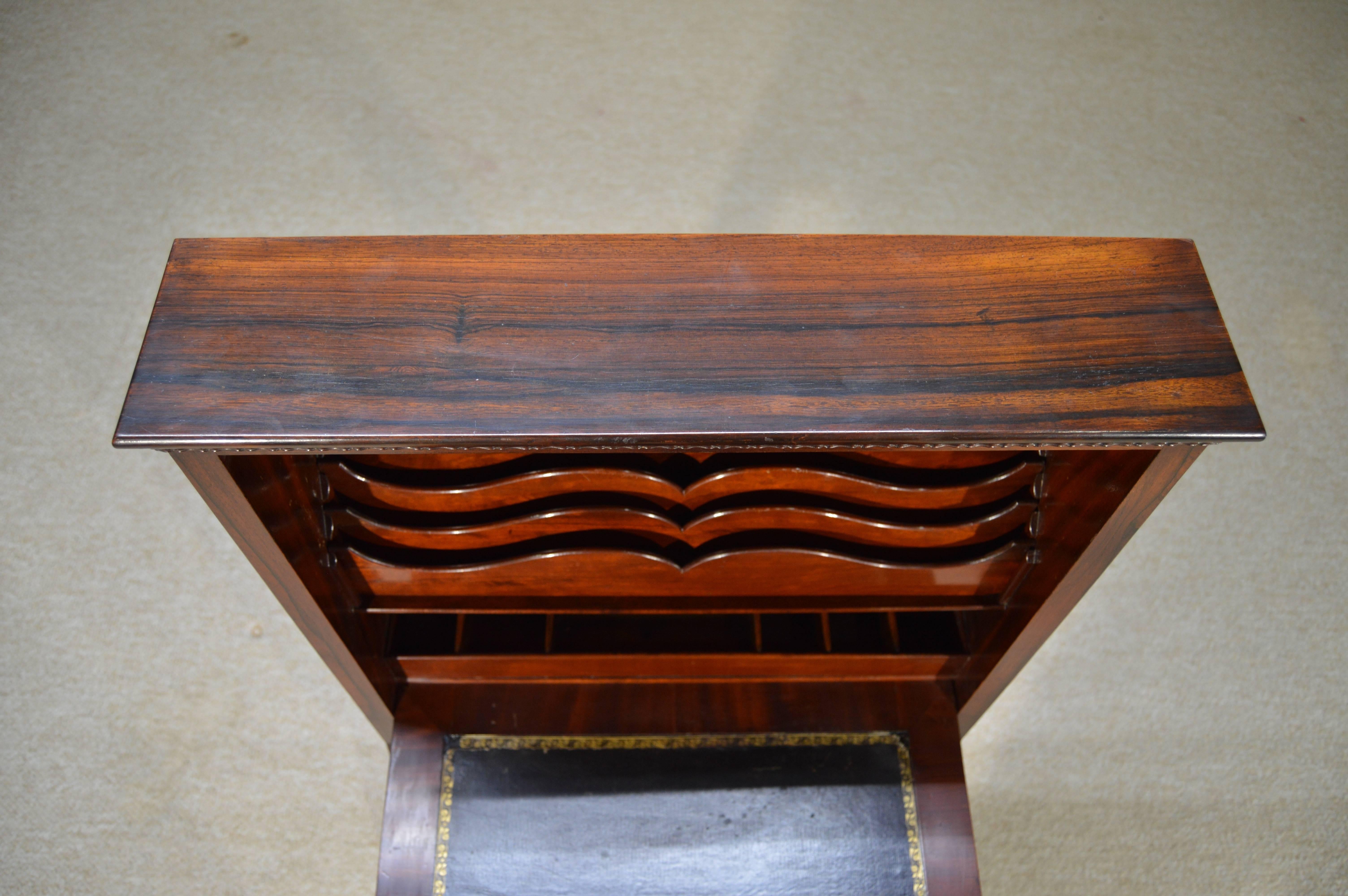 Leather 19th Century Brazilian Rosewood Secretaire a Abattant