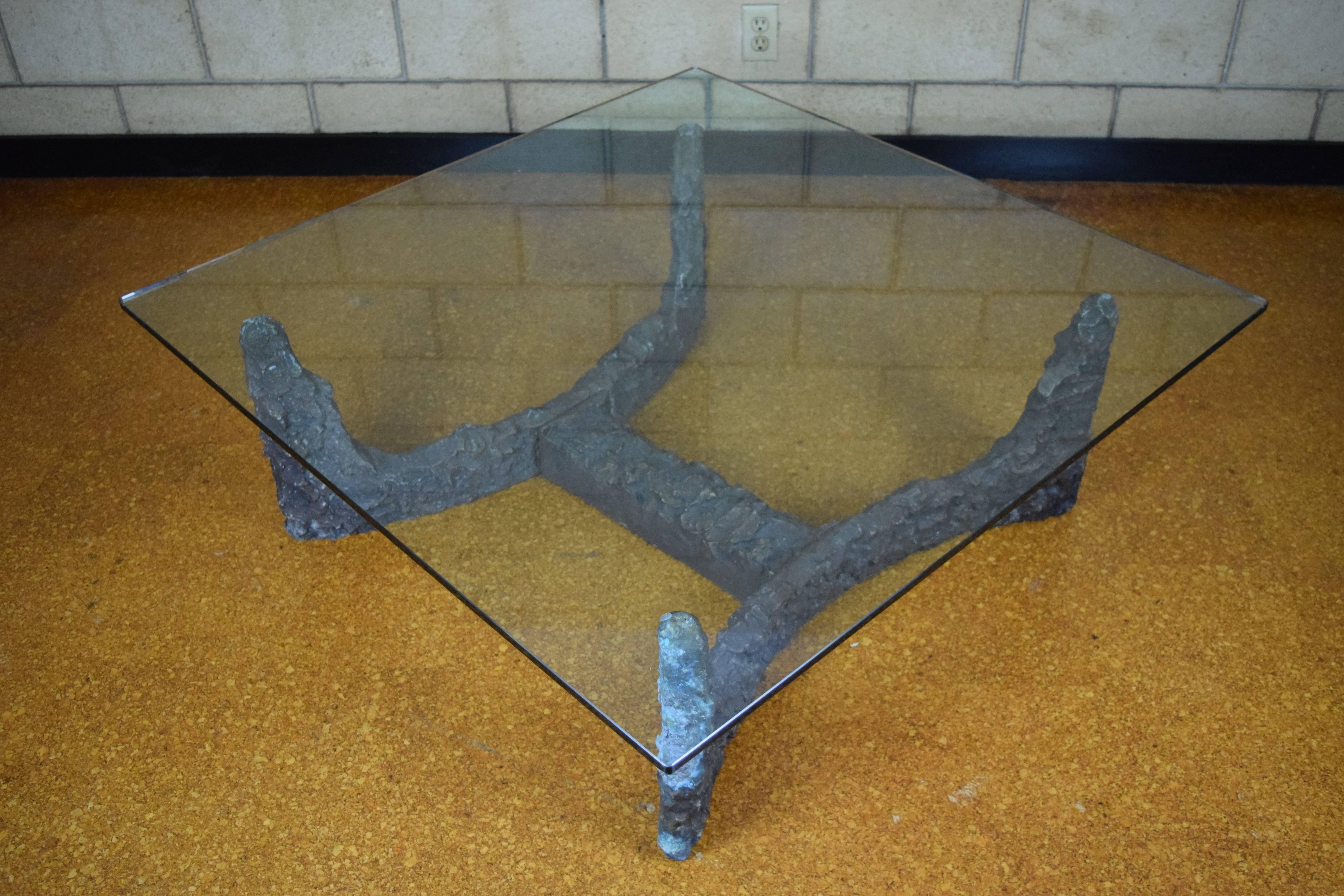 Mid-Century Modern Brutalist Paul Evans Style Coffee Table in Case Metal