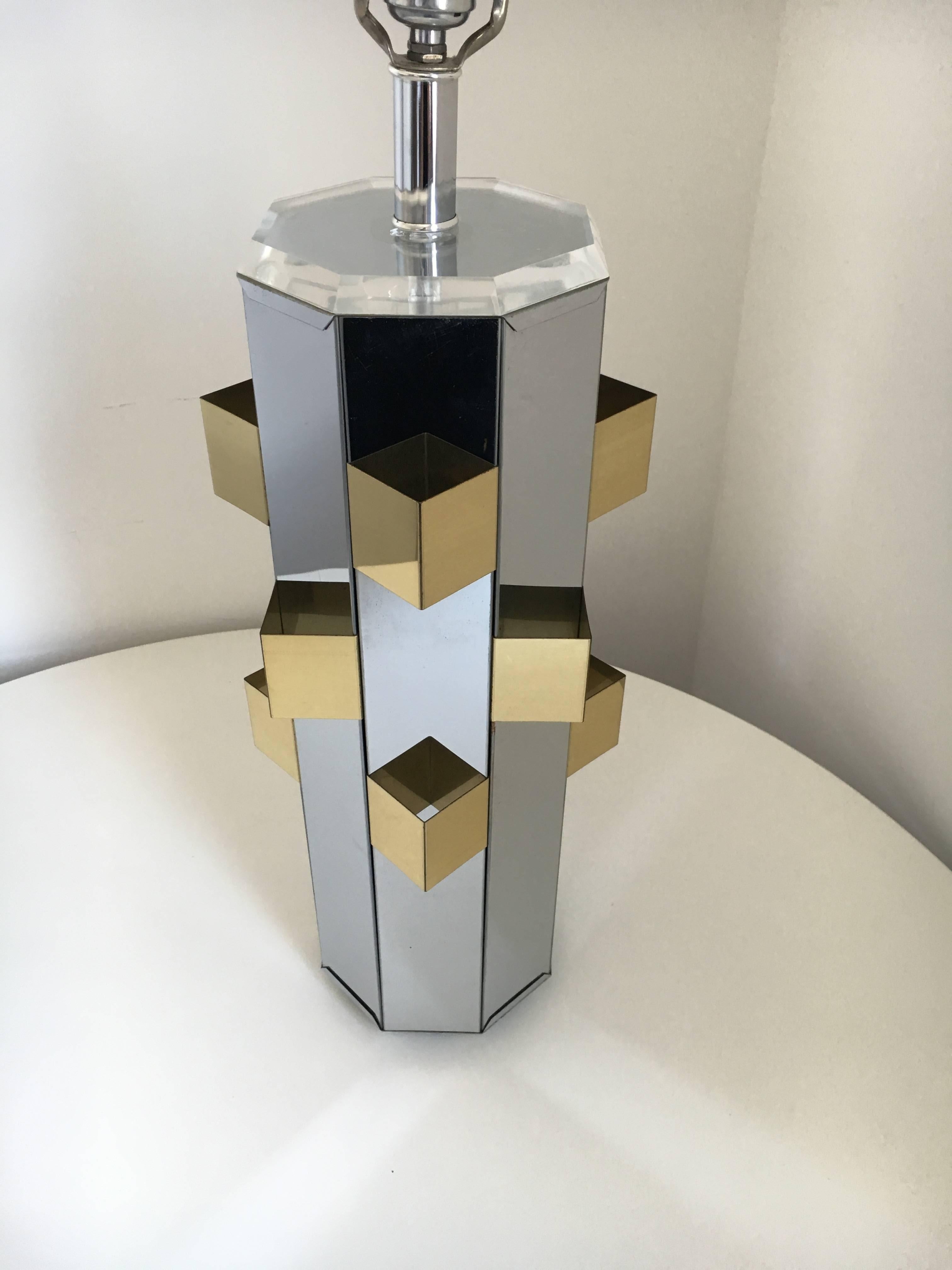Mid-Century Modern Architectural Chrome and Brass Lamp
