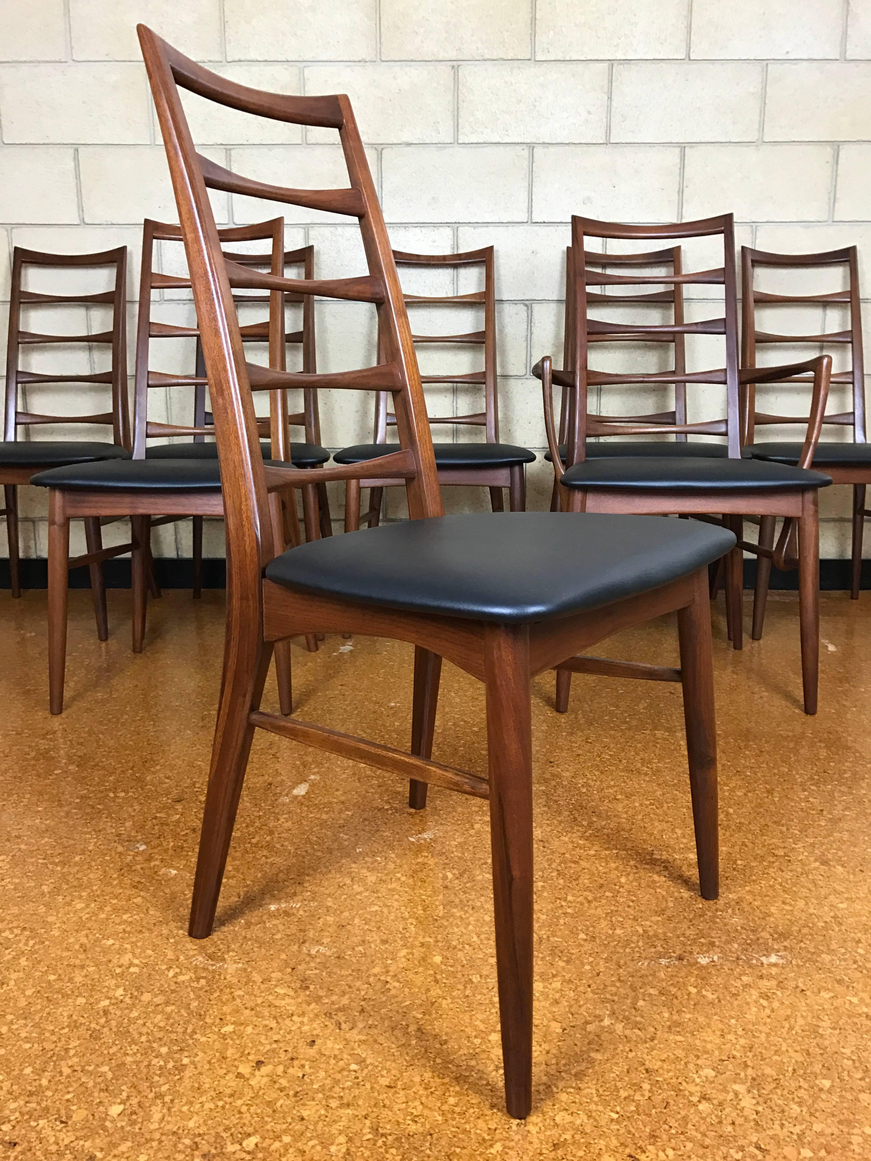 Danish Eight Niels Koefoed for Koefoed Hornslet 'Liz' Ladder-Back Dining Chairs