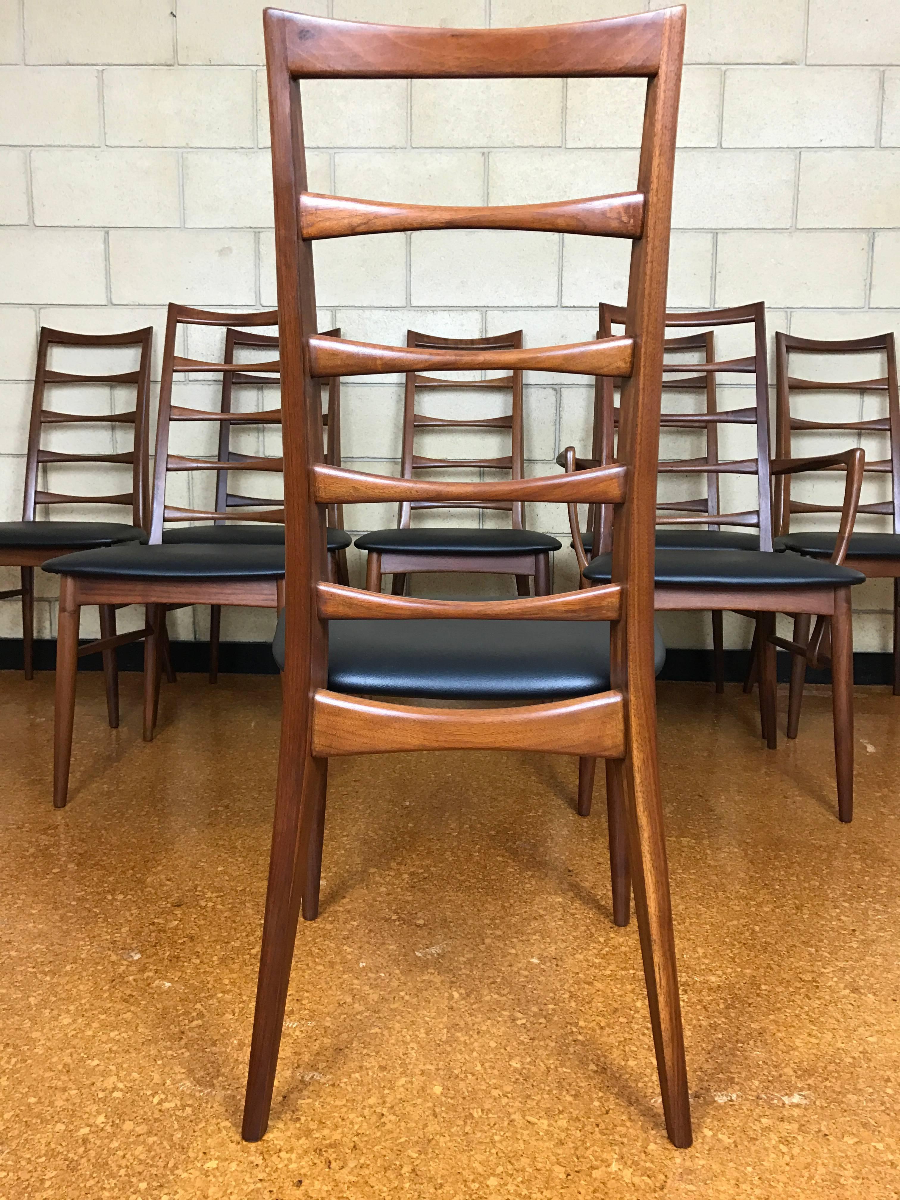 Mid-20th Century Eight Niels Koefoed for Koefoed Hornslet 'Liz' Ladder-Back Dining Chairs