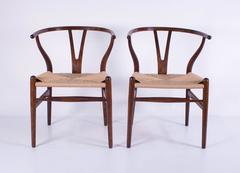Four Hans J Wegner for Carl Hansen "Wishbone" Dining Chairs Model CH-24-Oak