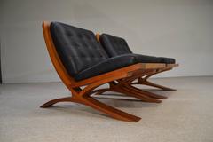 Pair of "VITA Collection" Cherry and Leather Lounge Chairs by Thomas Moser