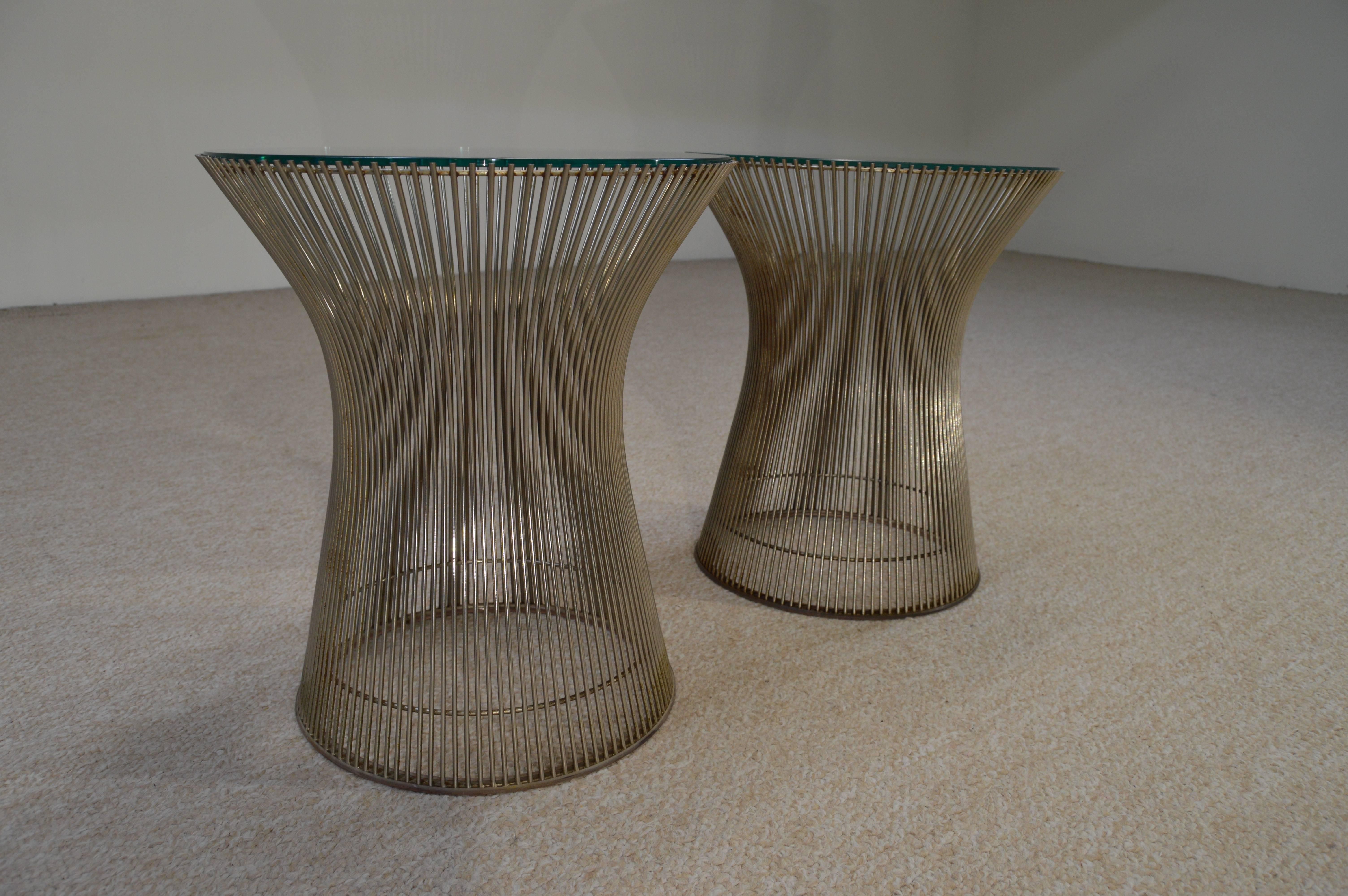 American Early Pair of Warren Platner for Knoll Nickel and Glass Side Tables