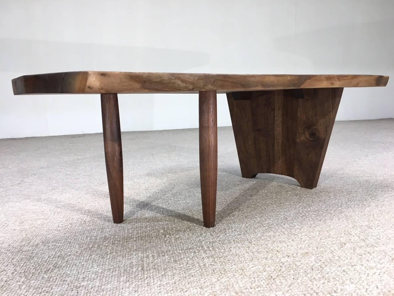 Mid-Century Modern Stunning New Hope Studio Nakashima Style Free Edge Black Walnut Coffee Table