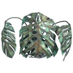Enameled Copper Monstera "Swiss Cheese Plant" Wall Sconce by Garland Faulkner 9