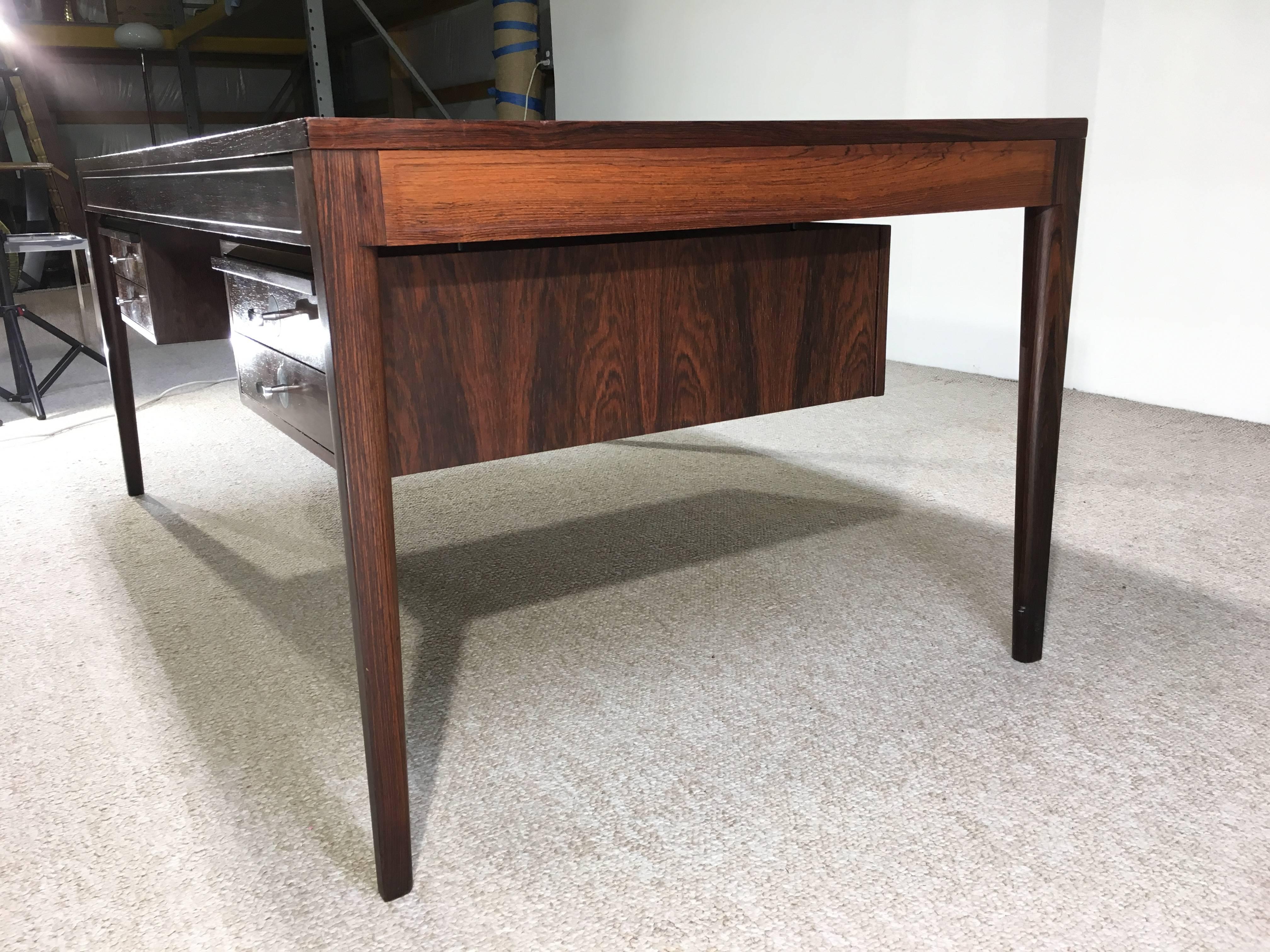 Scandinavian Modern Finn Juhl Rosewood Diplomat Executive Desk for France and Son