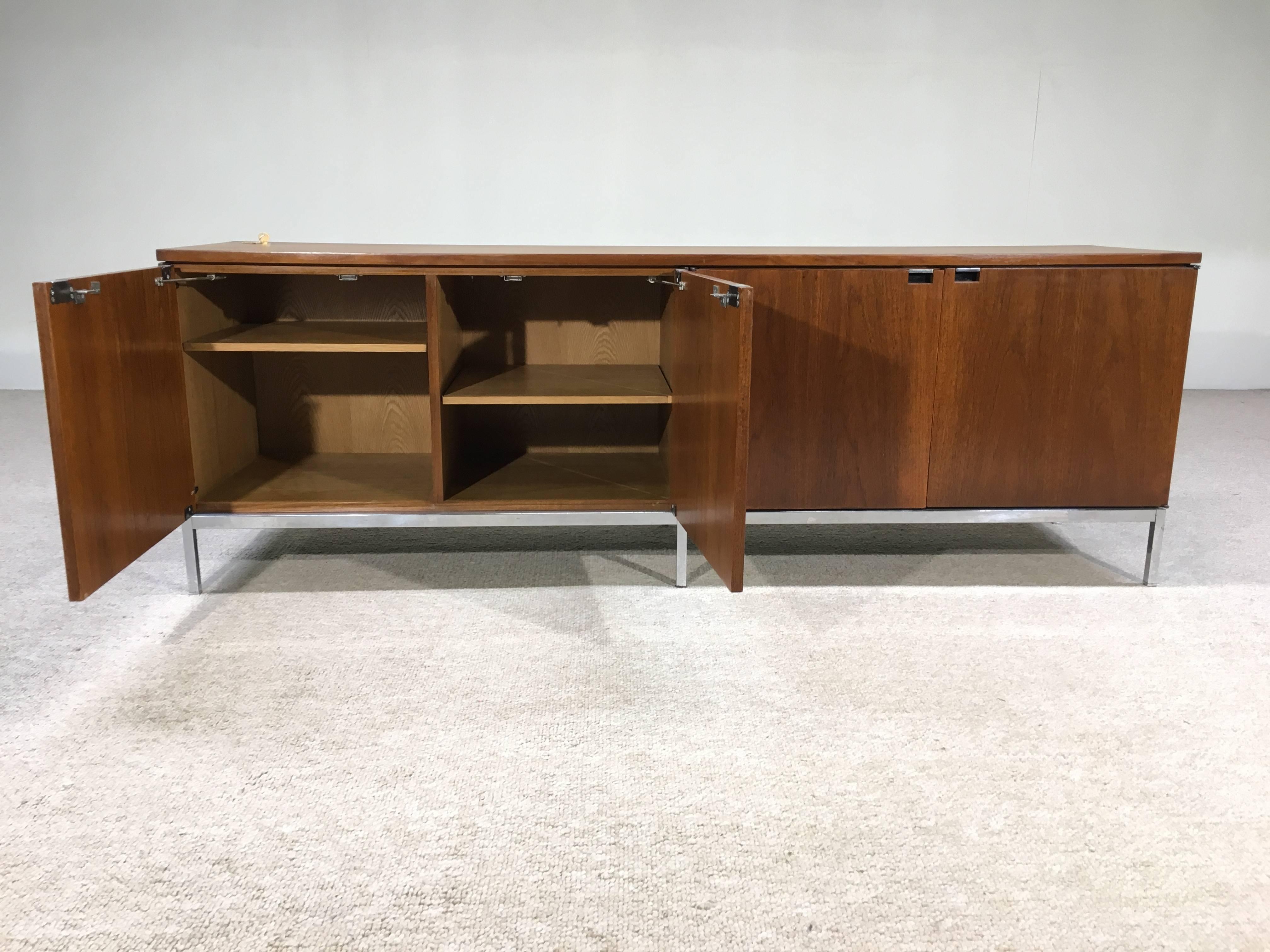 American Florence Knoll for Knoll Walnut Credenza with Keys