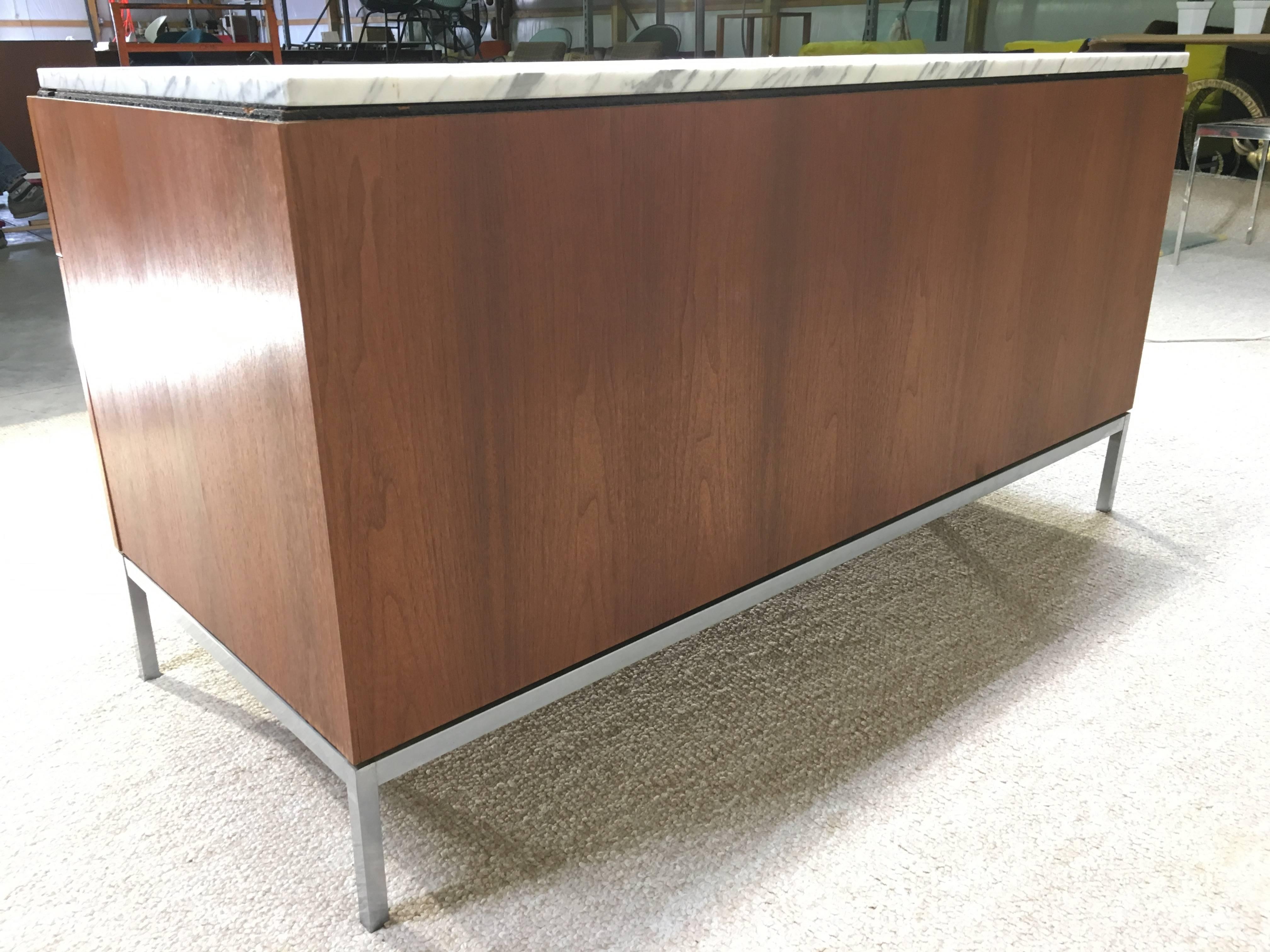 American Florence Knoll Six-Drawer Teak Chest/Credenza/Commode with Carrera Marble Top