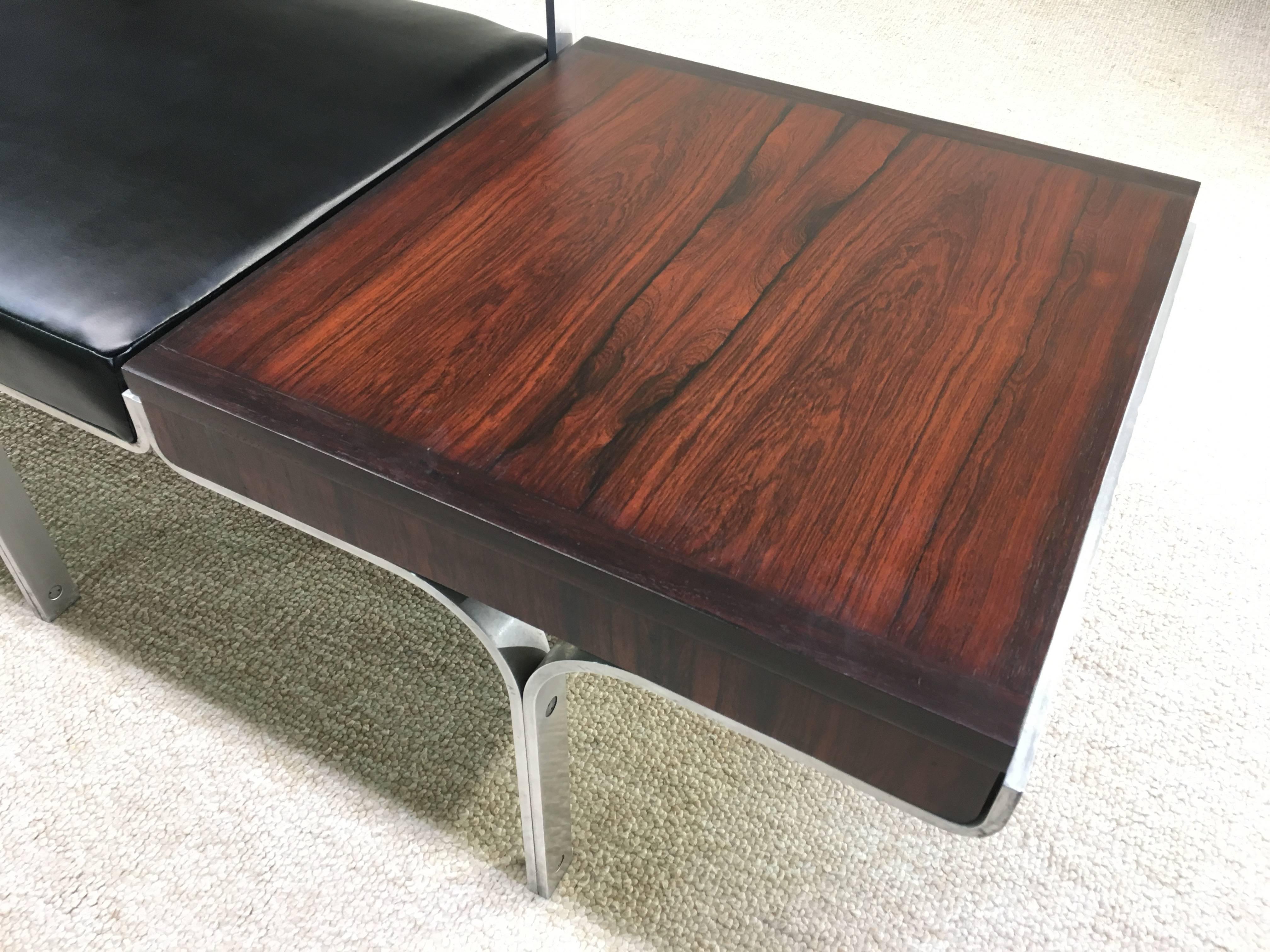 Mid-Century Modern John Behringer for JG Furniture Bench Having Brazilian Rosewood End Tables