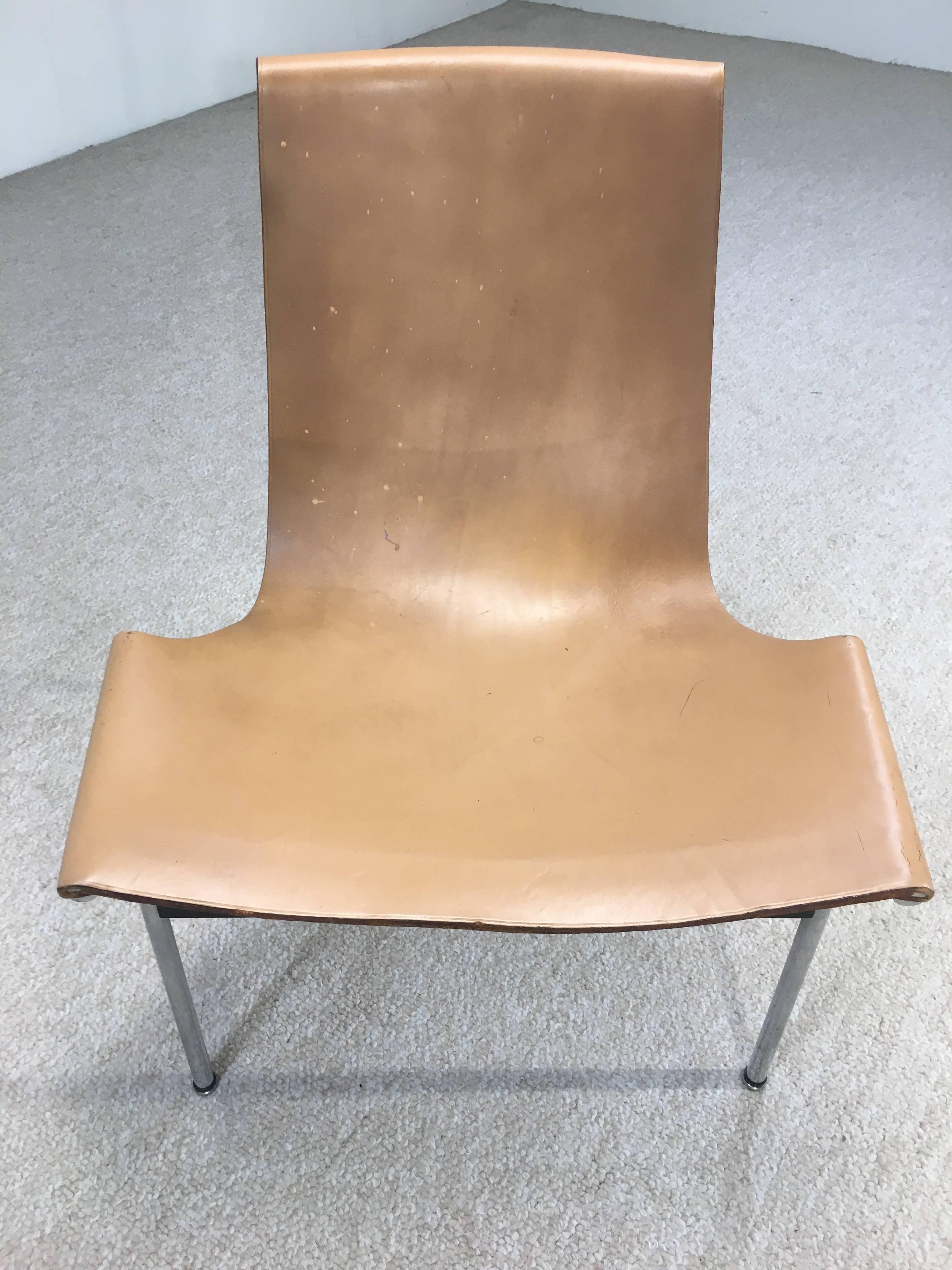 Mid-Century Modern Katavolos, Kelly and Littell for Laverne T-Chair in Original Tan Leather