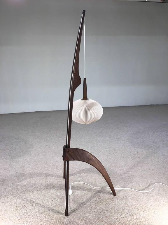 Mid Century Jean Rispal Praying Mantis Floor Lamp In Walnut