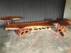 Mid-Century Gino Russo Sculptural Free-Form Walnut Table Suite