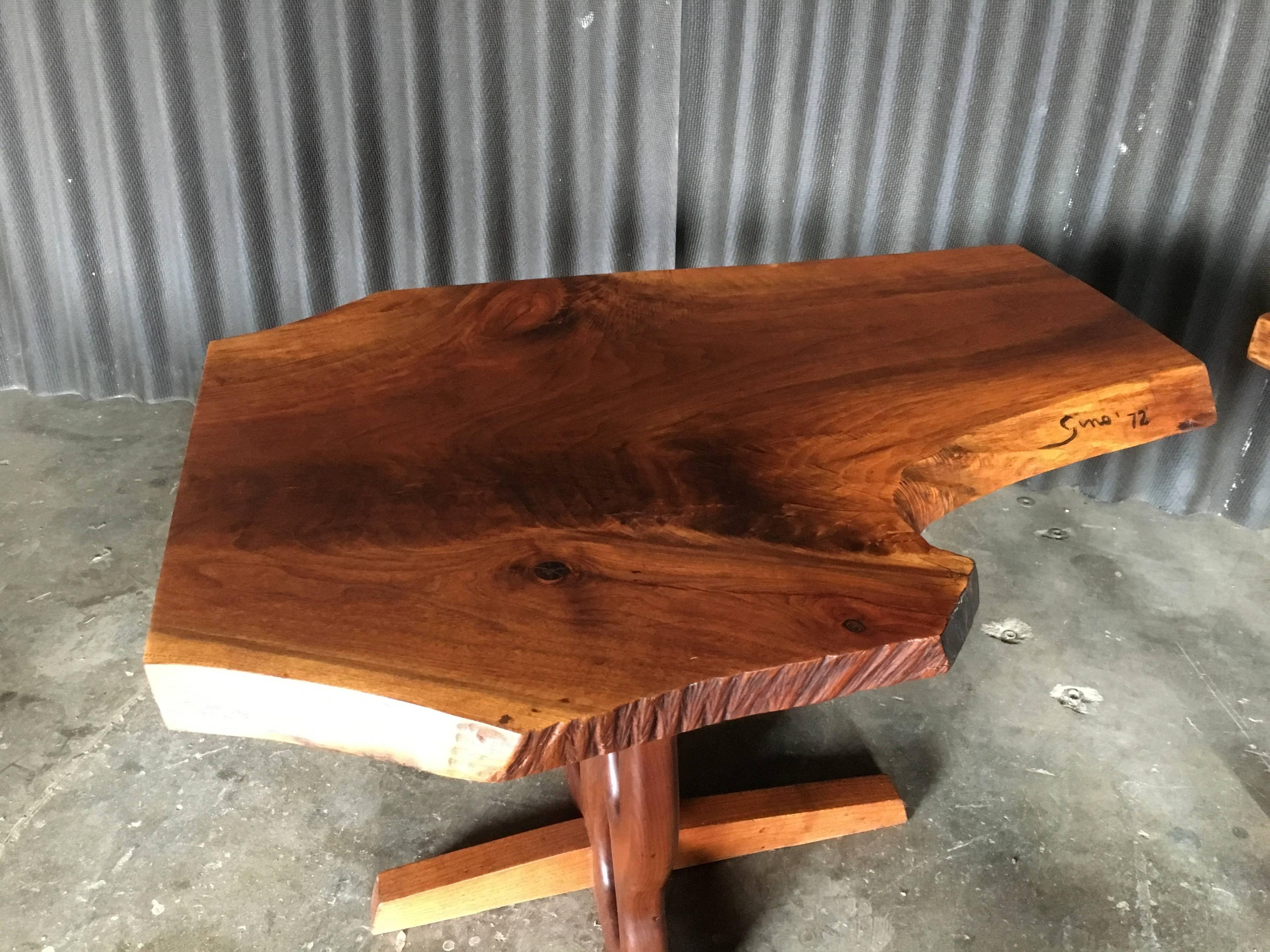 American Mid-Century Gino Russo Sculptural Free-Form Walnut Table Suite