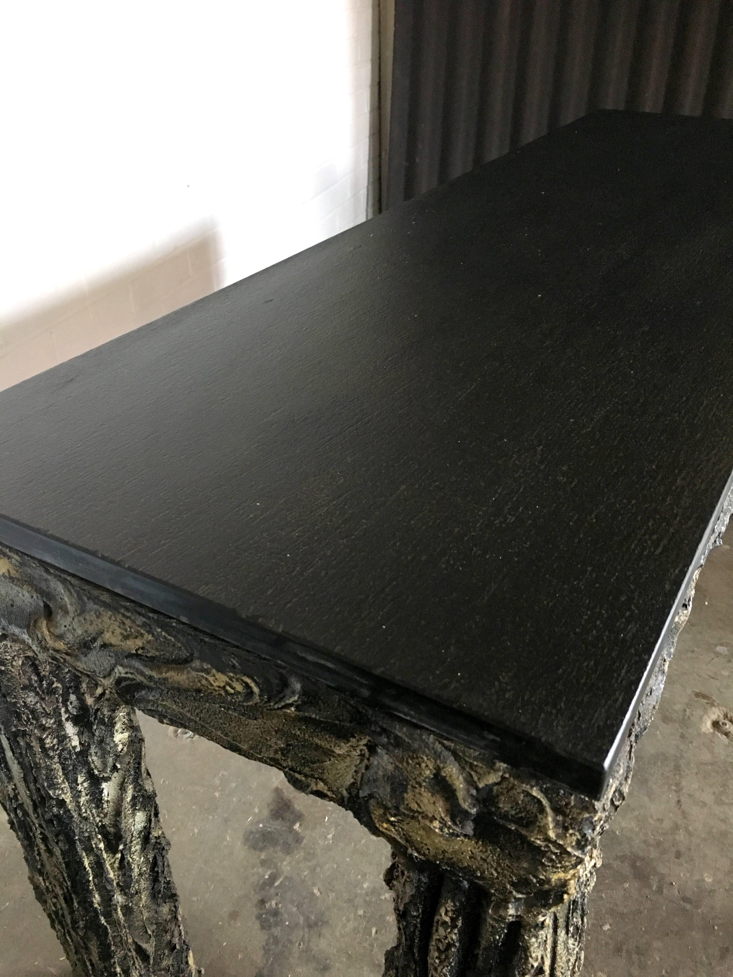 Resin Paul Evans Style Brutalist Console Sofa Table