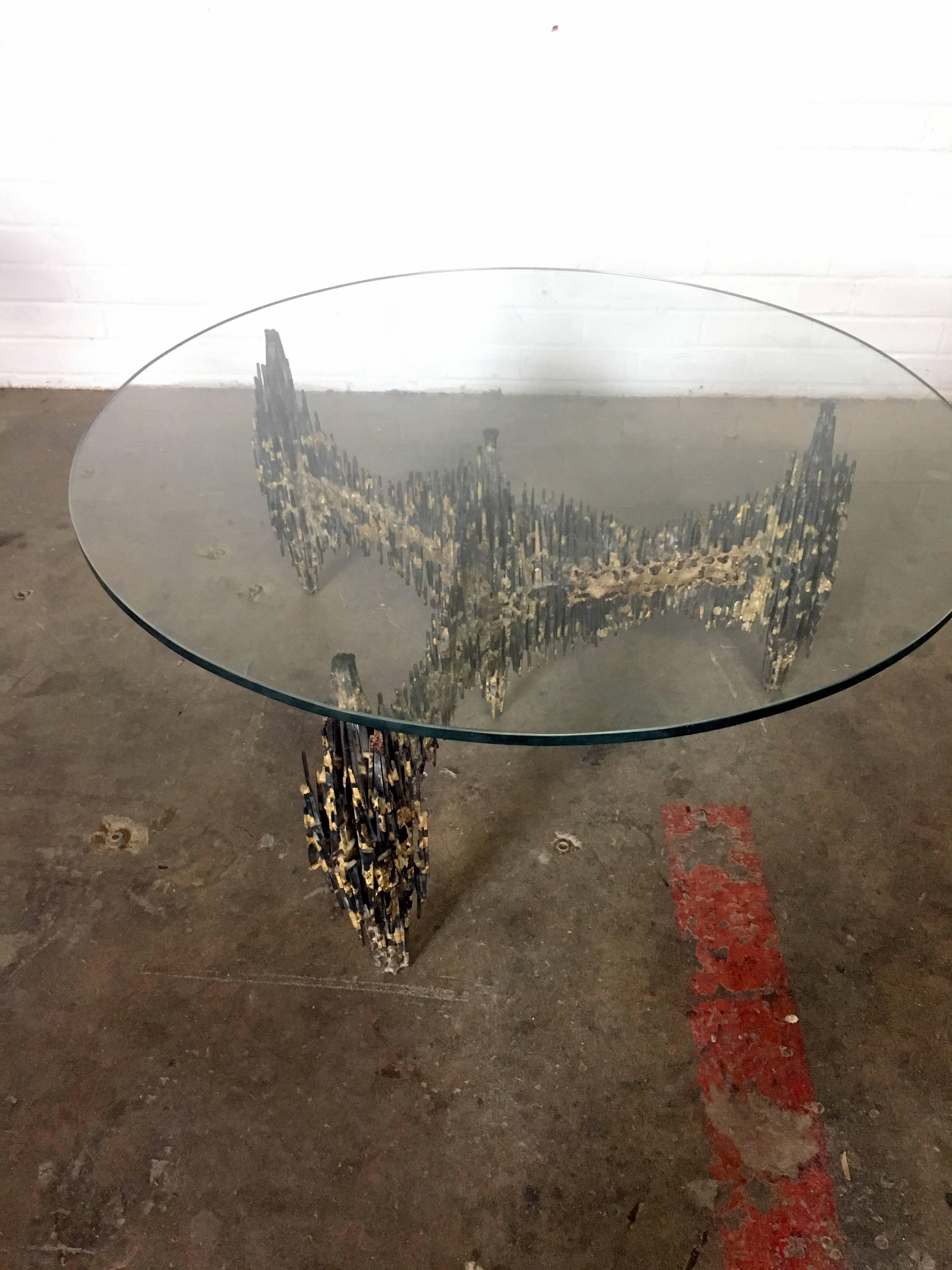 Late 20th Century Fabulous Signed Edward Garfinkle Brutalist Cocktail Table