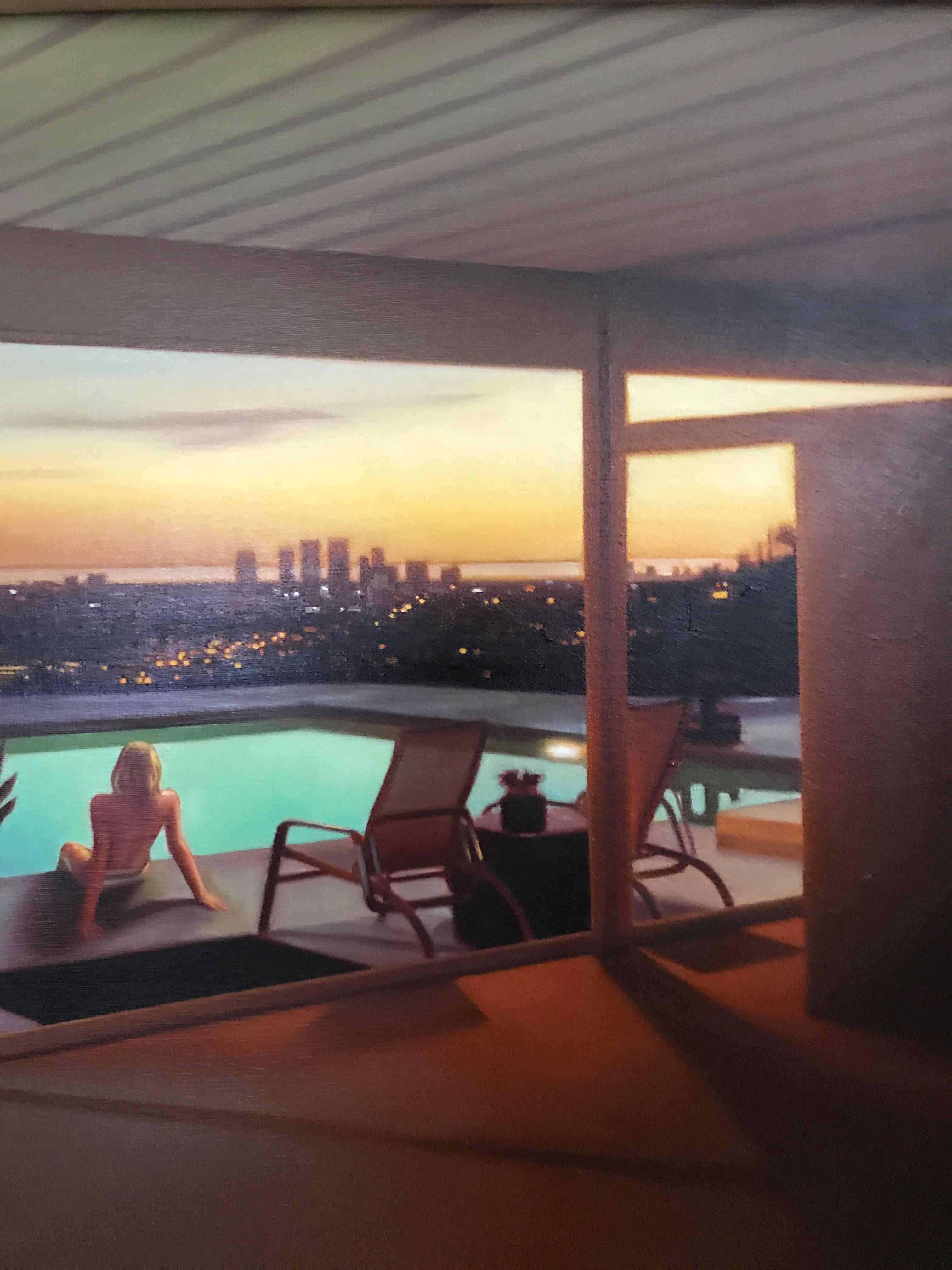 Other Modern Architecture Painting Stahl House Los Angeles by Carrie Graber Signed 