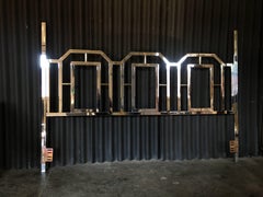 Mid-Century Modern King Chrome Brass Headboard in the Style of Milo Baughman
